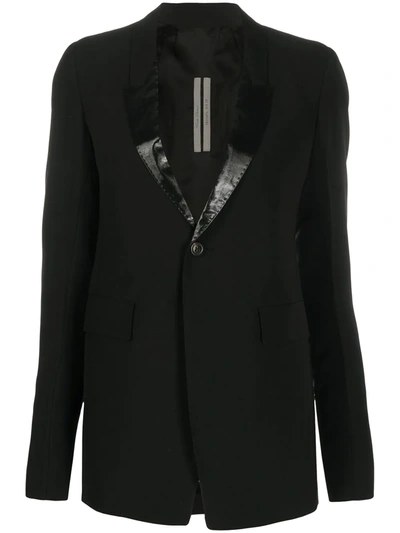 Shop Rick Owens Contrast Panel Deep V-neck Blazer In Black