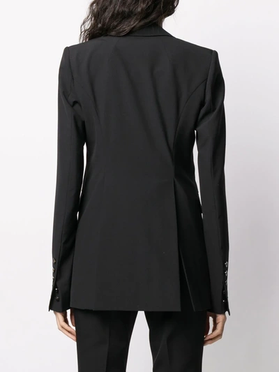 Shop Rick Owens Contrast Panel Deep V-neck Blazer In Black