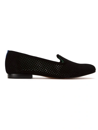 Blue Bird Shoes Perforated Suede Loafers In Black