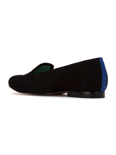 Blue Bird Shoes Perforated Suede Loafers In Black