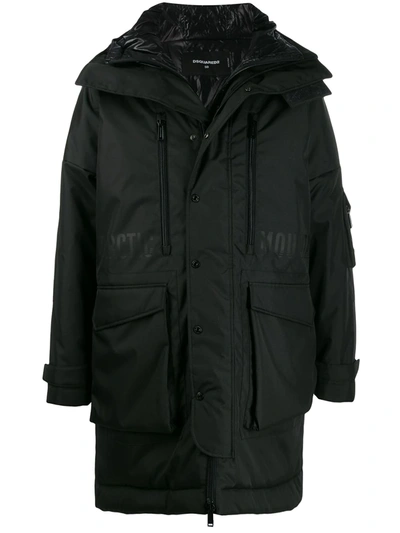 Shop Dsquared2 Oversized Parka Coat In Black