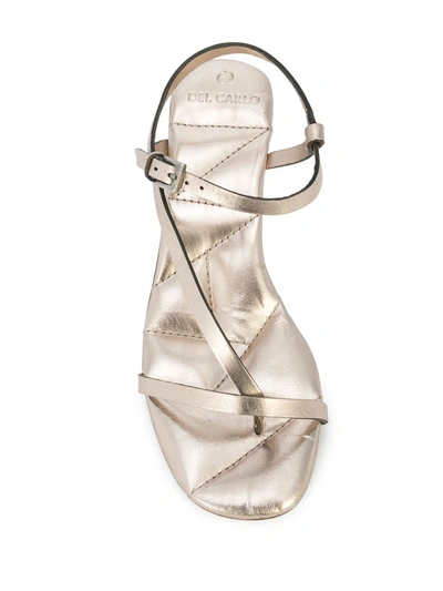 Shop Del Carlo Quilted Insole Chunky Heel Sandals In Gold