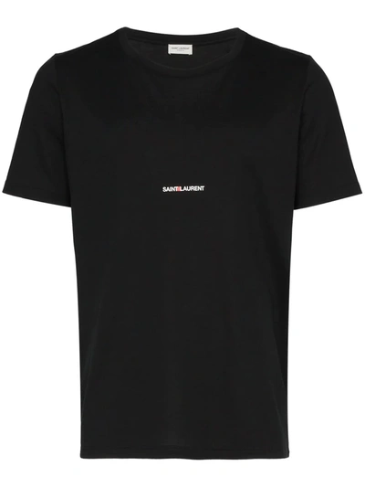 Saint Laurent Cotton T-shirt With Logo In Black | ModeSens