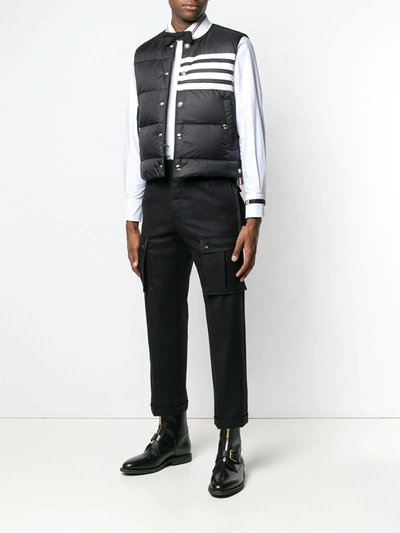 Shop Thom Browne 4-bar Matte Nylon Down Vest In Black