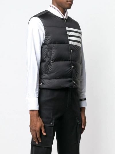 Shop Thom Browne 4-bar Matte Nylon Down Vest In Black