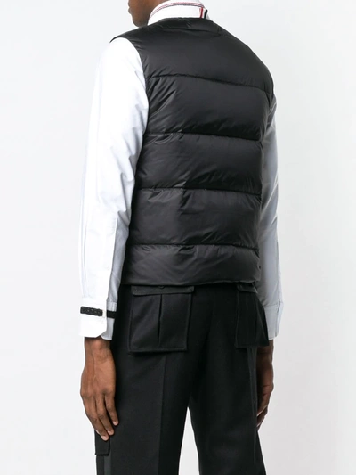 Shop Thom Browne 4-bar Matte Nylon Down Vest In Black