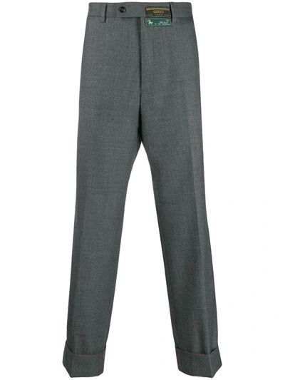 Shop Gucci Wide-leg Tailored Trousers In Grey