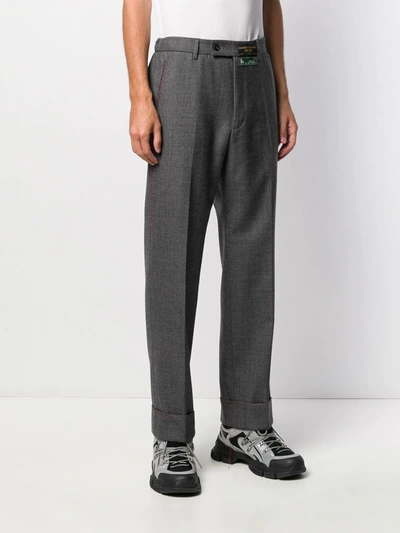 Shop Gucci Wide-leg Tailored Trousers In Grey