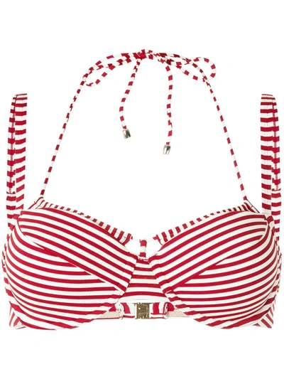 Shop Marlies Dekkers Holi Vintage Striped Double-strap Bikini Top In Red