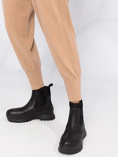 Shop Stella Mccartney Cropped Wool Tapered Trousers In Brown