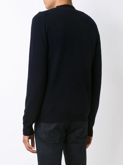 Comme Des Garçons Play Lambswool Cardigan With Red Emblem In Blue