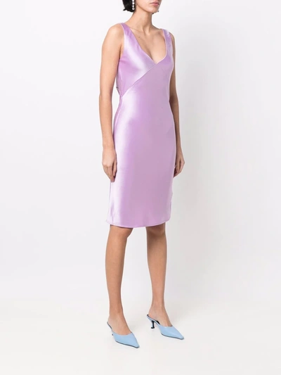 Shop Paris Georgia Bias-cut Satin Dress In Purple