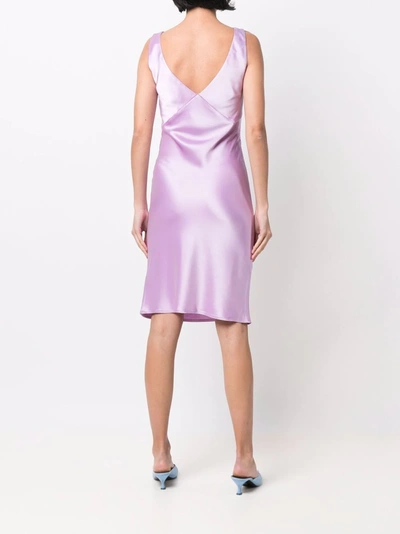 Shop Paris Georgia Bias-cut Satin Dress In Purple