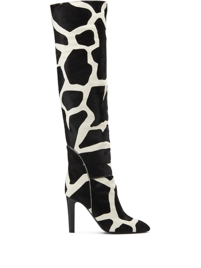 Shop Giuseppe Zanotti Giraffe Print Boots In Black