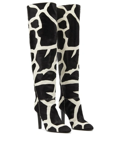 Shop Giuseppe Zanotti Giraffe Print Boots In Black