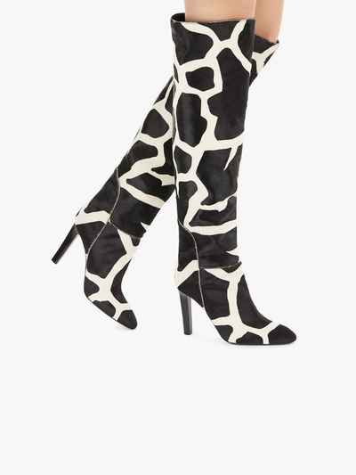 Shop Giuseppe Zanotti Giraffe Print Boots In Black