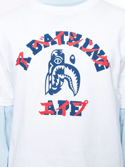 Shop Bape Logo Print T-shirt In White