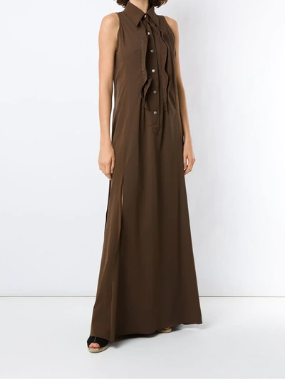 Shop Amir Slama Ruffle-trim Maxi Dress In Brown