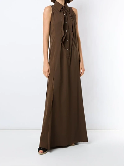 Amir Slama Ruffle-trim Maxi Dress In Brown