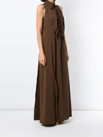 Shop Amir Slama Ruffle-trim Maxi Dress In Brown