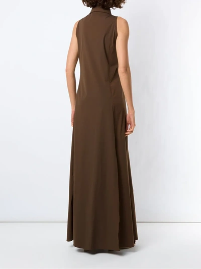 Shop Amir Slama Ruffle-trim Maxi Dress In Brown