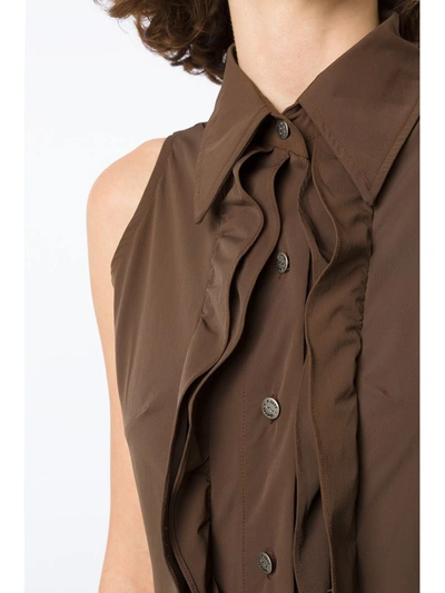 Amir Slama Ruffle-trim Maxi Dress In Brown