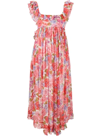 Shop Zimmermann Floral-print Sleeveless Maxi Dress In Red