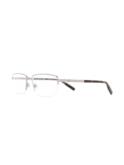 Shop Montblanc Rectangular Frame Glasses In Silver