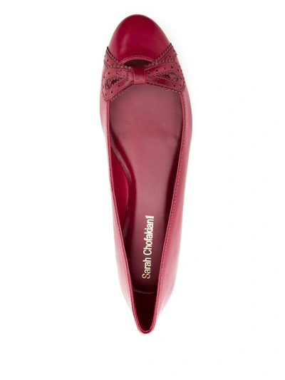 Shop Sarah Chofakian Femelle Leather Ballerinas In Red