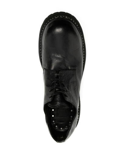 Shop Guidi Leather Derby Shoes In Schwarz
