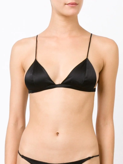 Fleur Du Mal Black Luxe Silk Triangle Bra