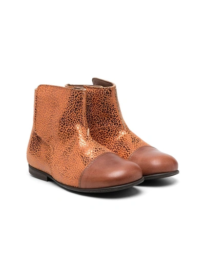 Shop Pèpè Metallic-effect Ankle Boots In Orange