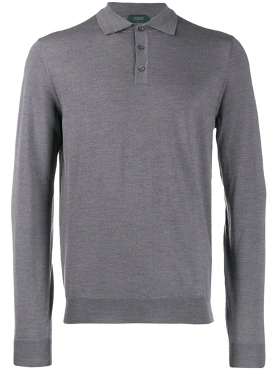 Shop Zanone Stretch Polo Shirt In Grey