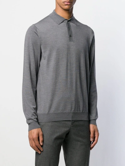 Shop Zanone Stretch Polo Shirt In Grey