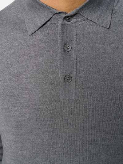 Shop Zanone Stretch Polo Shirt In Grey