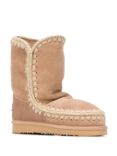 Shop Mou Woven Detail Boots In Neutrals