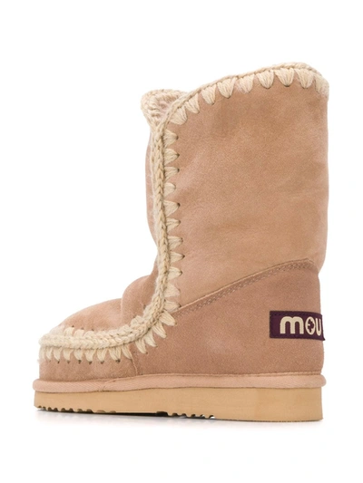 Shop Mou Woven Detail Boots In Neutrals