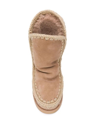 Mou Woven Detail Boots In Neutrals