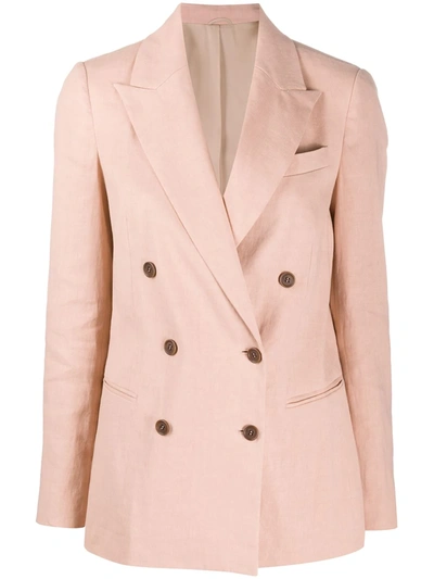 Shop Brunello Cucinelli Crinkled Effect Double-breasted Blazer In Pink