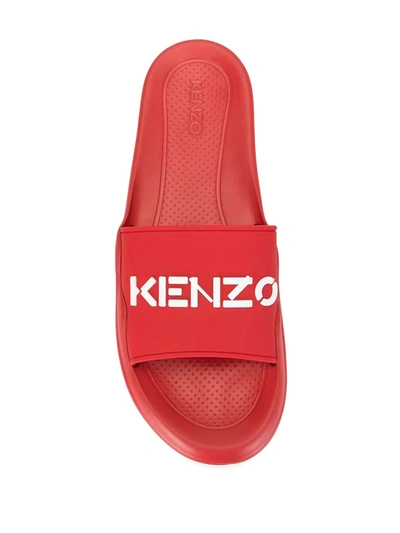 Shop Kenzo Logo Pool Sliders In Red