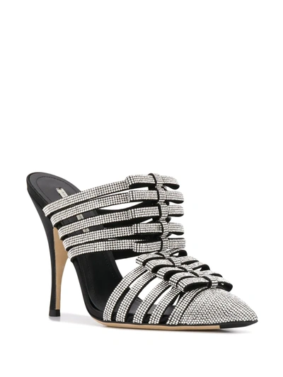 Shop Marco De Vincenzo Crystal-embellished Bow Mules In Silver