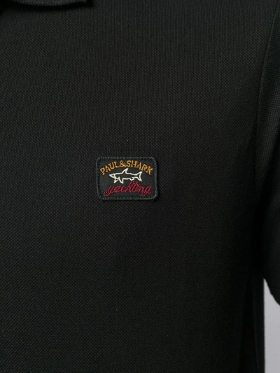 Shop Paul & Shark Logo Patch Polo Shirt In Black
