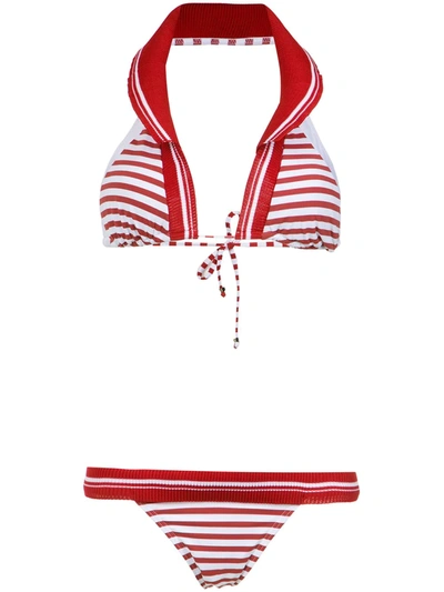 Shop Amir Slama Printed Halterneck Bikini Set In Red