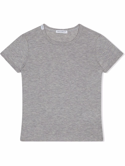 Dolce & Gabbana Short-sleeve Cotton T-shirt In Grey