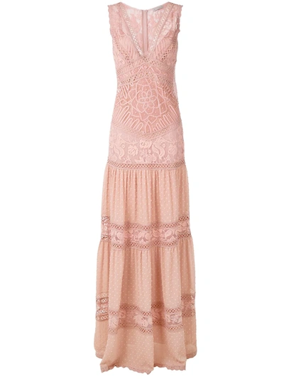 Shop Martha Medeiros Yana Lace Tiered Gown In Pink