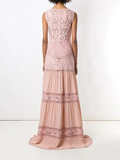 Shop Martha Medeiros Yana Lace Tiered Gown In Pink