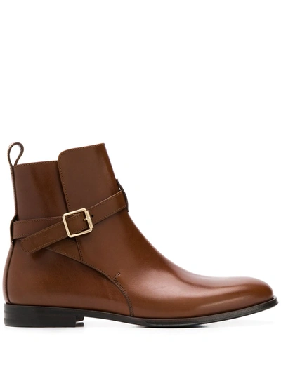 Shop Scarosso Lara Buckled Ankle Boots In Brown