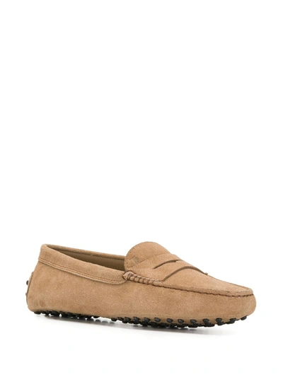 Tod's Pink Gommino Loafers In Suede Woman In Neutrals