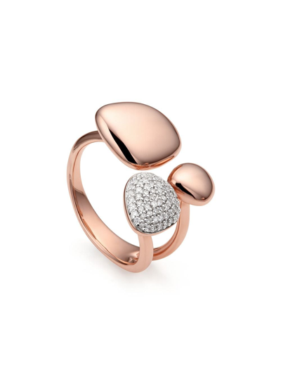 Shop Monica Vinader Nura Pebble Cluster Diamond Ring In Pink