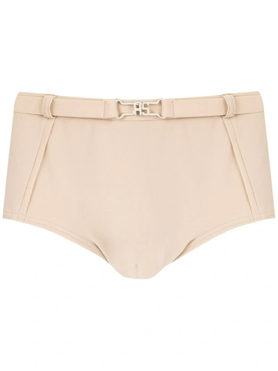 Shop Amir Slama Belted Trunks In Neutrals